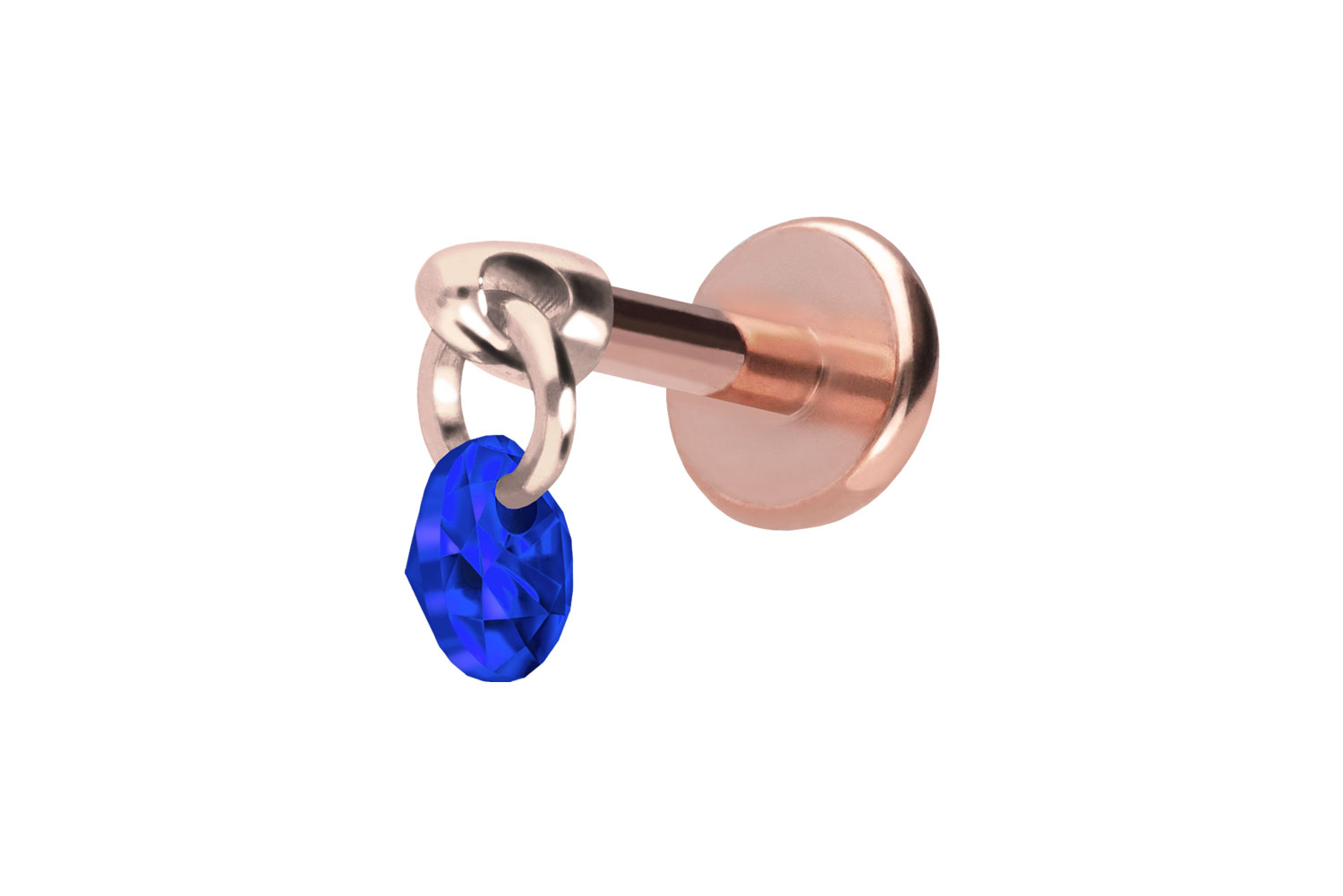 Titan Labret Piercing mit Push Fit RUNDER KRISTALL